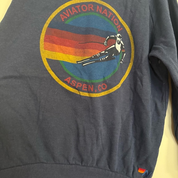 RARE Aviator Nation Navy Blue Aspen Colorado Long Sleeve Crew Neck Sweatshirt - Picture 11 of 12